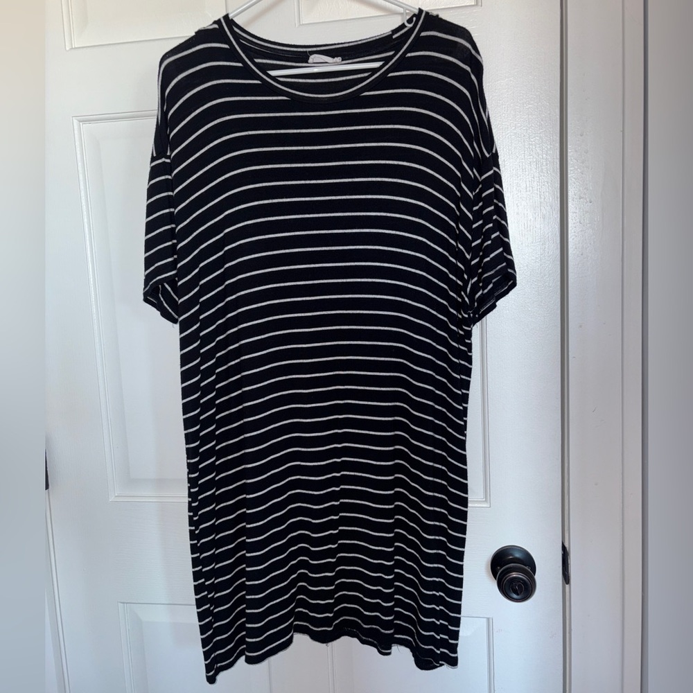 Full Tilt Black and White Striped Midi Dress